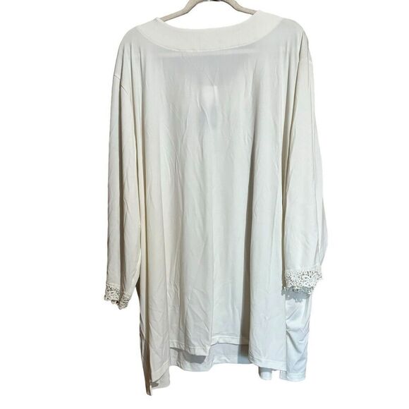 Maggie Barnes Tunic Top Womens 5X 34 36W Ivory Stretch Blouse Ladies - Picture 6 of 8